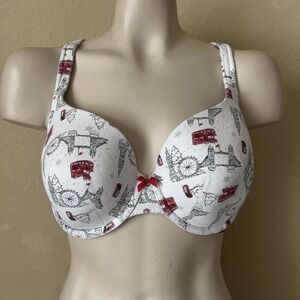 Cacique Women's Bra London City Tree Size 44B Red White